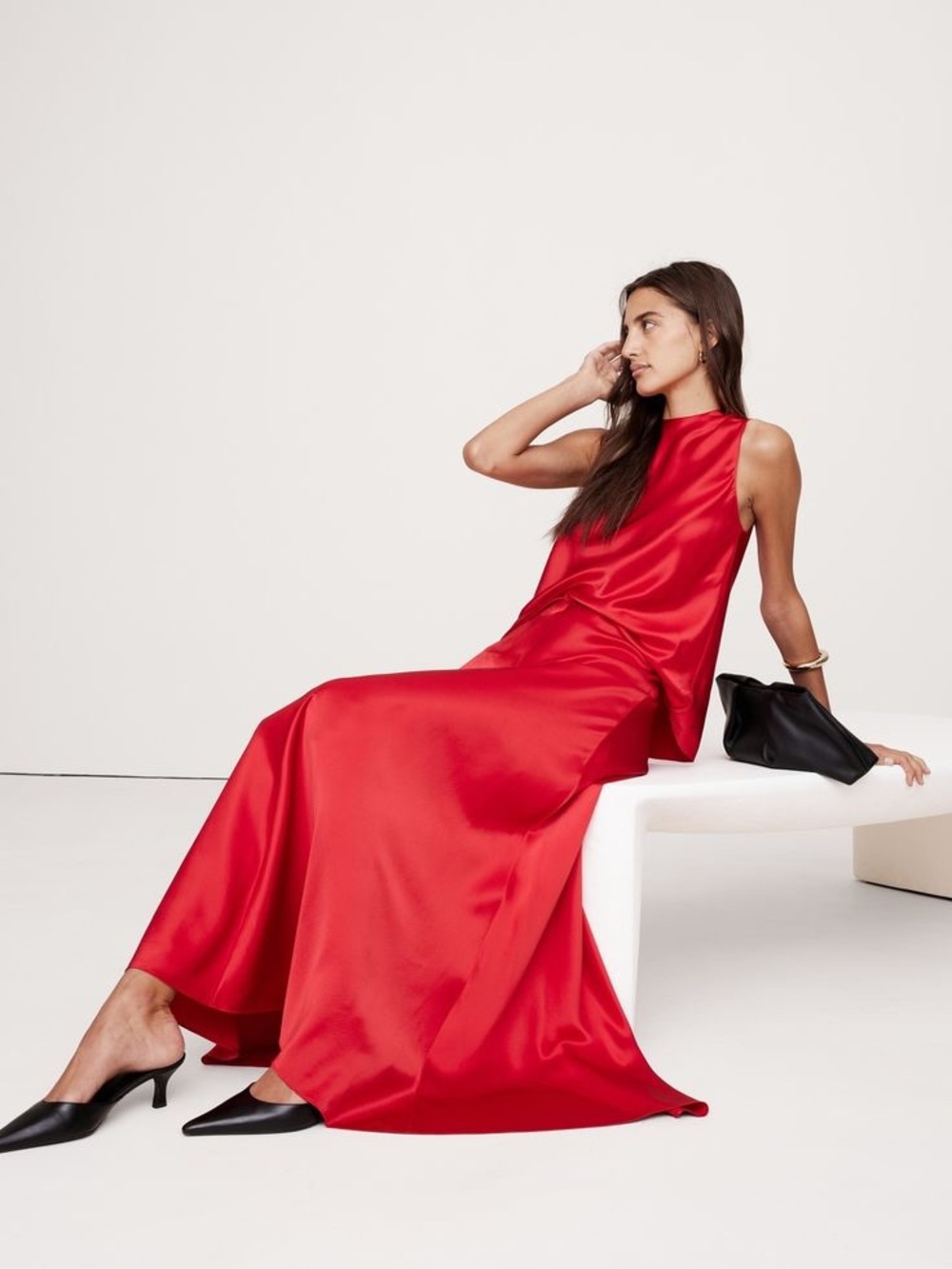 100% silk banana republic bias cut maxi satin skirt